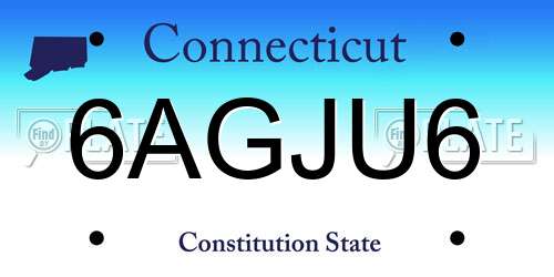 6AGJU6 Connecticut License Plate