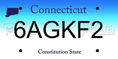 6AGKF2 Connecticut License Plate
