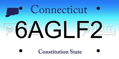 6AGLF2 Connecticut License Plate