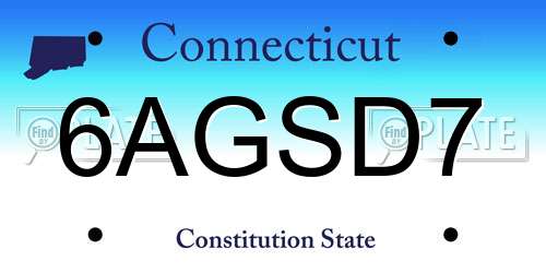 6AGSD7 Connecticut License Plate
