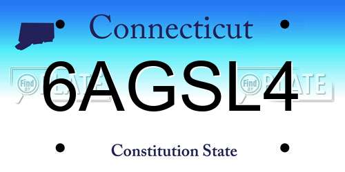 6AGSL4 Connecticut License Plate