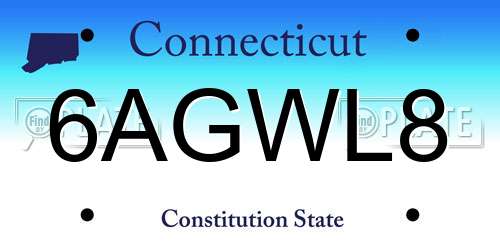 6AGWL8 Connecticut License Plate