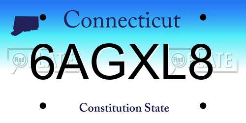 6AGXL8 Connecticut License Plate