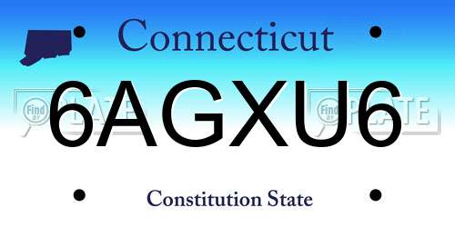 6AGXU6 Connecticut License Plate