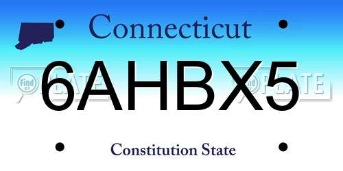 6AHBX5 Connecticut License Plate