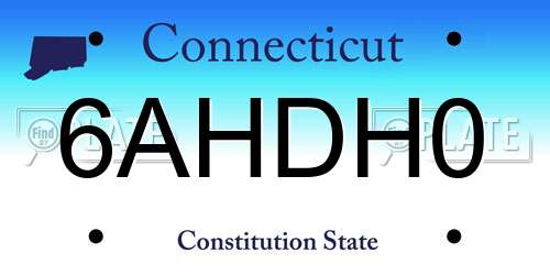 6AHDH0 Connecticut License Plate