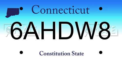 6AHDW8 Connecticut License Plate