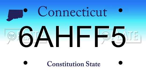 6AHFF5 Connecticut License Plate