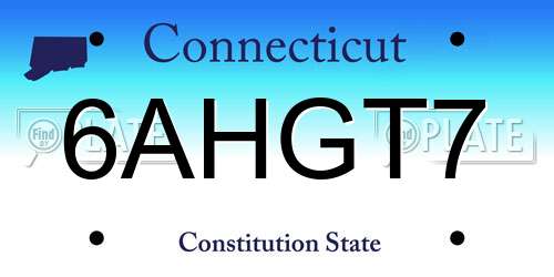 6AHGT7 Connecticut License Plate