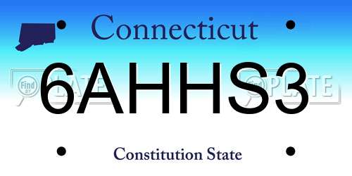 6AHHS3 Connecticut License Plate