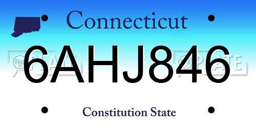 6AHJ846 Connecticut License Plate