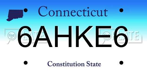 6AHKE6 Connecticut License Plate