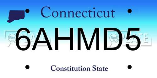 6AHMD5 Connecticut License Plate