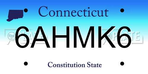 6AHMK6 Connecticut License Plate