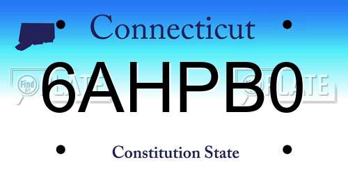 6AHPB0 Connecticut License Plate