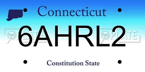 6AHRL2 Connecticut License Plate