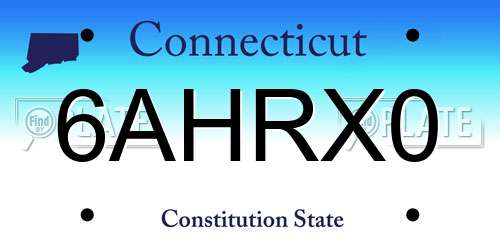 6AHRX0 Connecticut License Plate