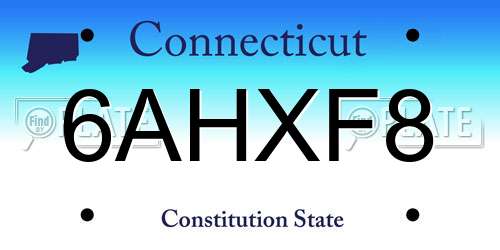 6AHXF8 Connecticut License Plate