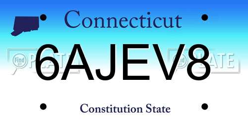6AJEV8 Connecticut License Plate