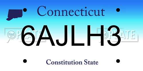 6AJLH3 Connecticut License Plate