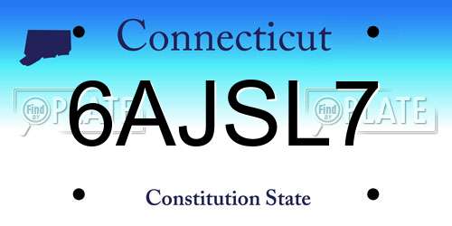 6AJSL7 Connecticut License Plate