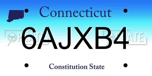 6AJXB4 Connecticut License Plate