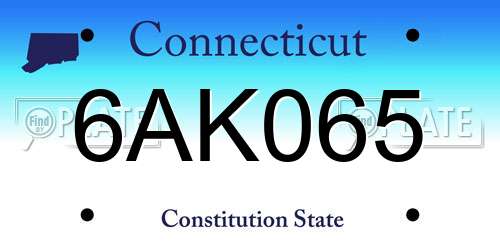 6AK065 Connecticut License Plate
