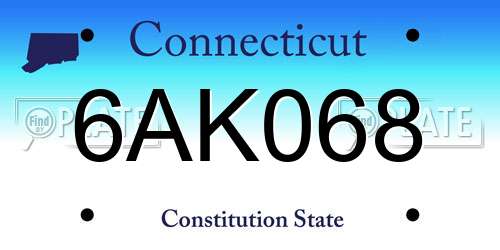 6AK068 Connecticut License Plate