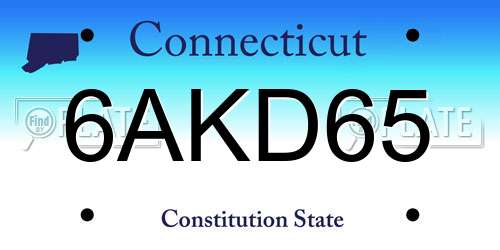 6AKD65 Connecticut License Plate