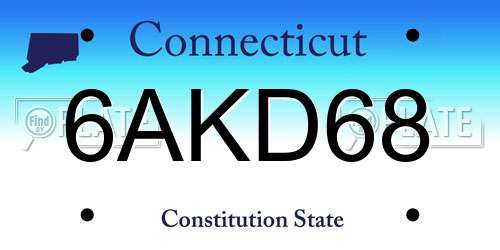 6AKD68 Connecticut License Plate