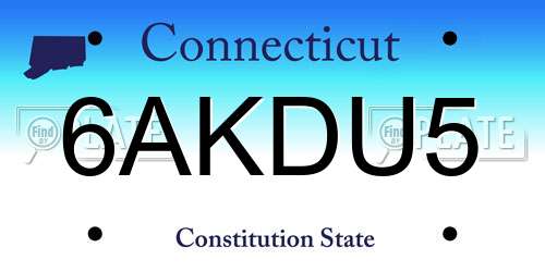 6AKDU5 Connecticut License Plate
