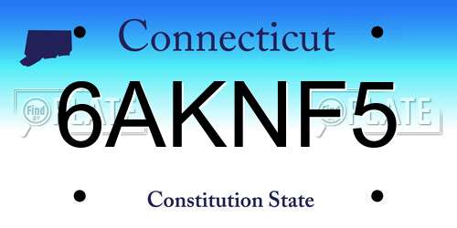 6AKNF5 Connecticut License Plate