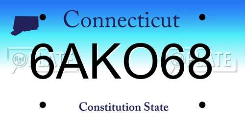 6AKO68 Connecticut License Plate