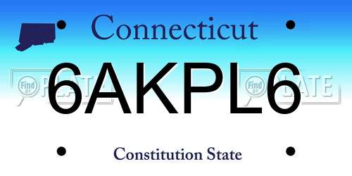 6AKPL6 Connecticut License Plate