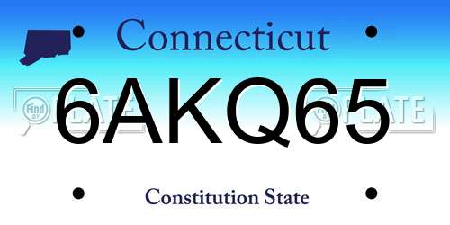 6AKQ65 Connecticut License Plate