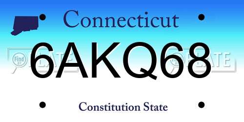 6AKQ68 Connecticut License Plate