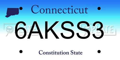 6AKSS3 Connecticut License Plate