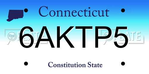 6AKTP5 Connecticut License Plate
