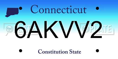 6AKVV2 Connecticut License Plate