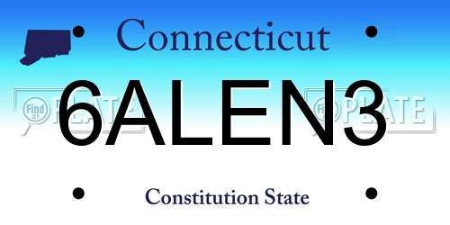 6ALEN3 Connecticut License Plate