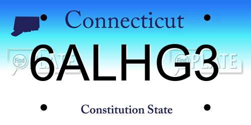 6ALHG3 Connecticut License Plate