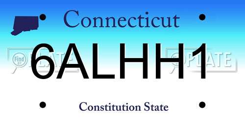 6ALHH1 Connecticut License Plate