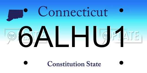 6ALHU1 Connecticut License Plate