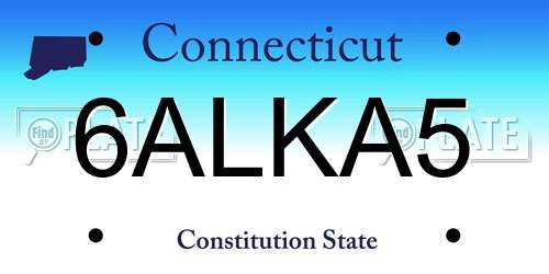 6ALKA5 Connecticut License Plate