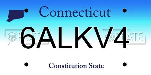 6ALKV4 Connecticut License Plate
