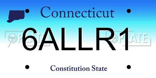 6ALLR1 Connecticut License Plate