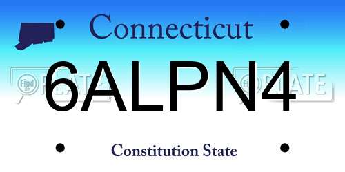 6ALPN4 Connecticut License Plate