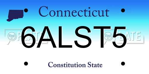 6ALST5 Connecticut License Plate