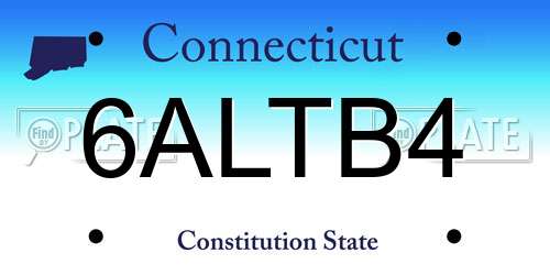 6ALTB4 Connecticut License Plate