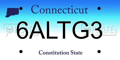6ALTG3 Connecticut License Plate